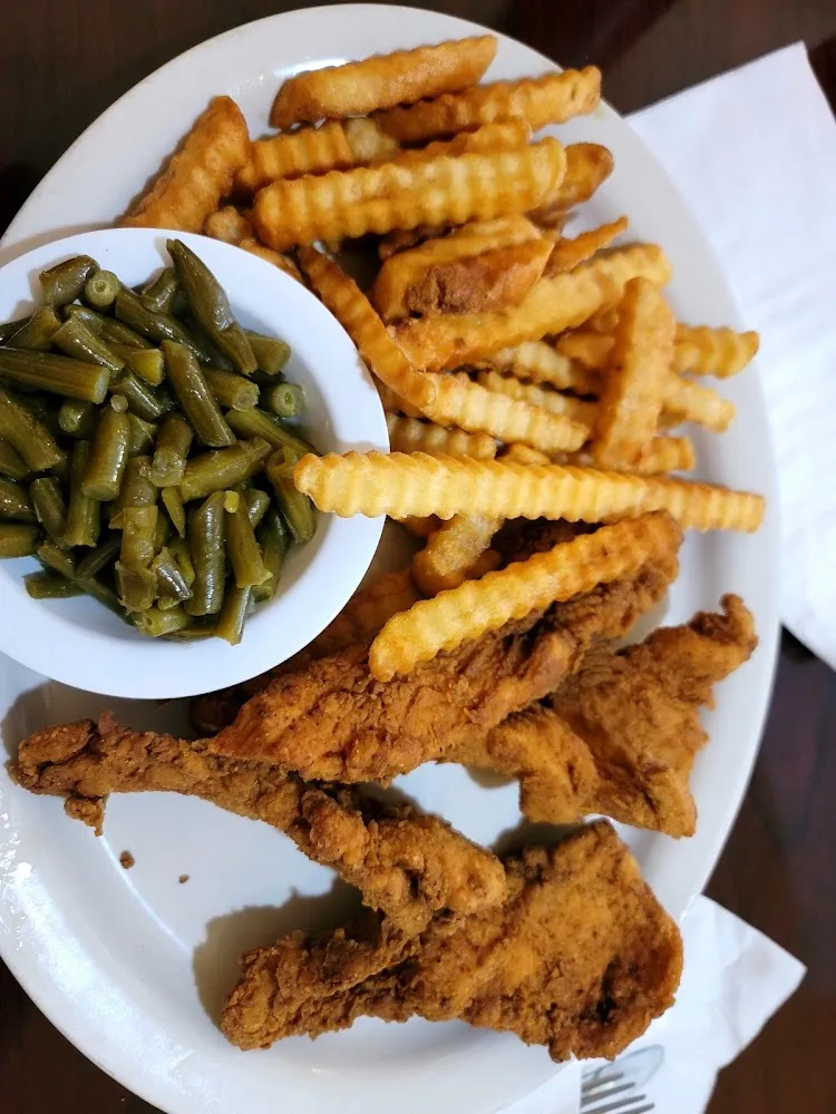 Chicken Tenders Green Beans and Fries