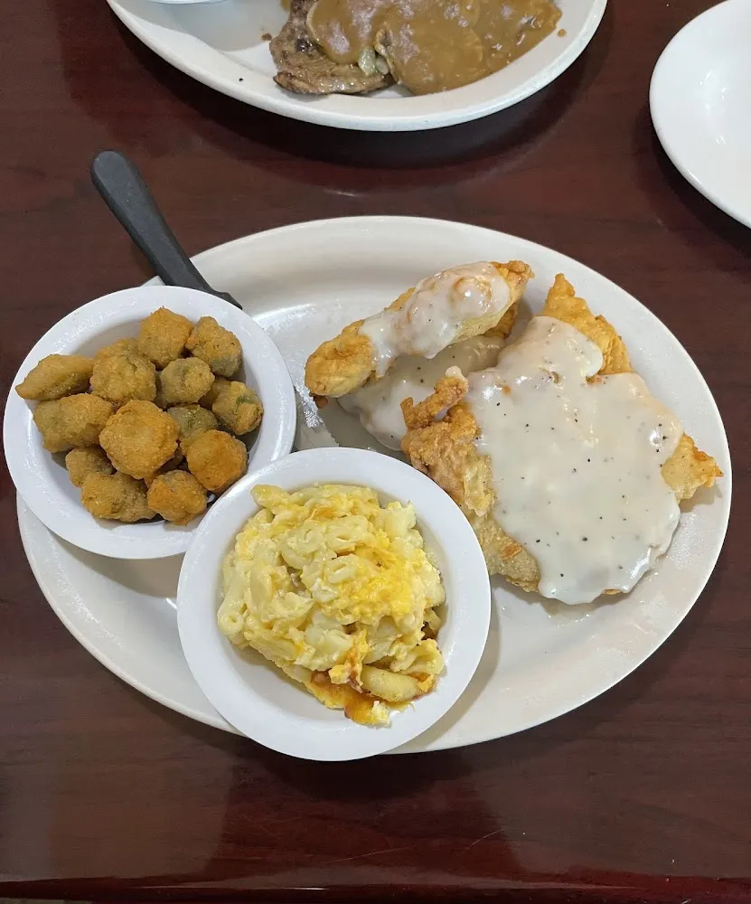 Fried Okra and Mac and Cheese